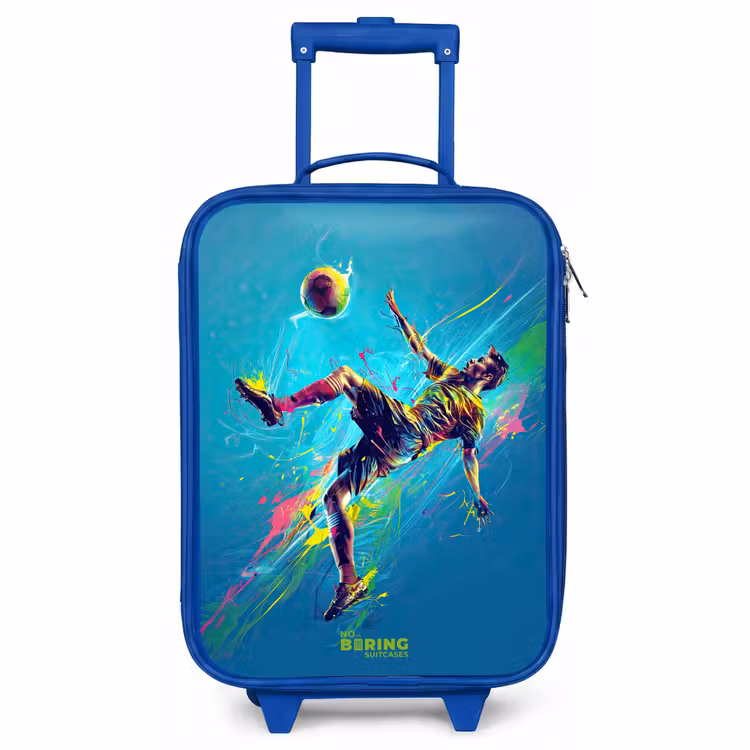 Children's suitcase - Blue - Neon - Football - Kick - Colorful — 1