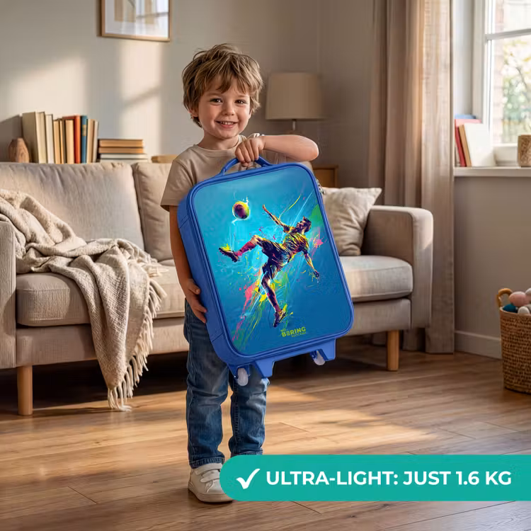 Children's suitcase - Blue - Neon - Football - Kick - Colorful — 3