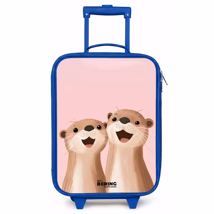Children's suitcase - Blue - Otters - Laughter - Pink - Illustration — 1