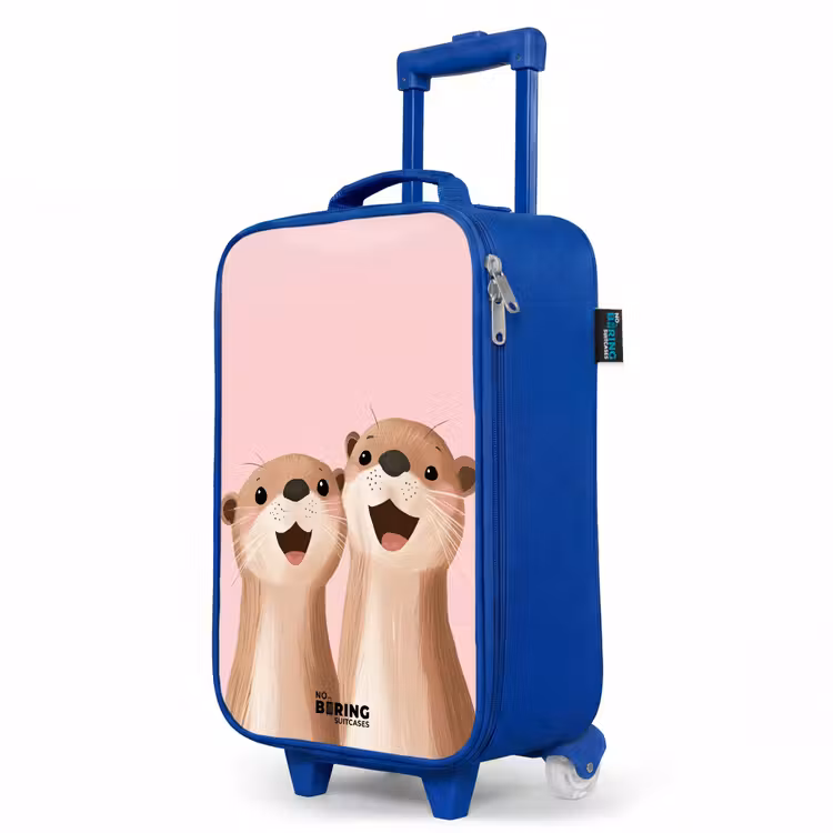 Children's suitcase - Blue - Otters - Laughter - Pink - Illustration — 5