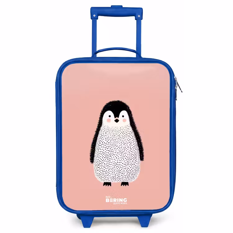 Children's suitcase - Blue - Penguin - Dots - Pink - Minimalist — 1