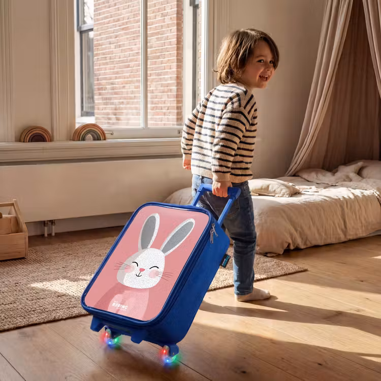 Children's suitcase - Blue - Pink - Rabbit - Smile - Illustration — 2