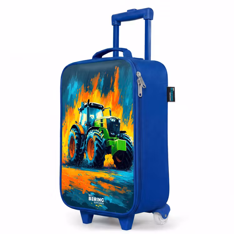 Children's suitcase - Blue - Tractor - Green - Abstract - Brush strokes — 5