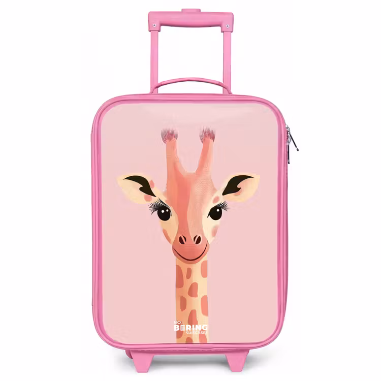 Children's suitcase - Pink - Giraffe - Eyelashes - Minimalist - Pink — 1