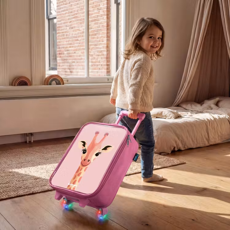 Children's suitcase - Pink - Giraffe - Eyelashes - Minimalist - Pink — 2