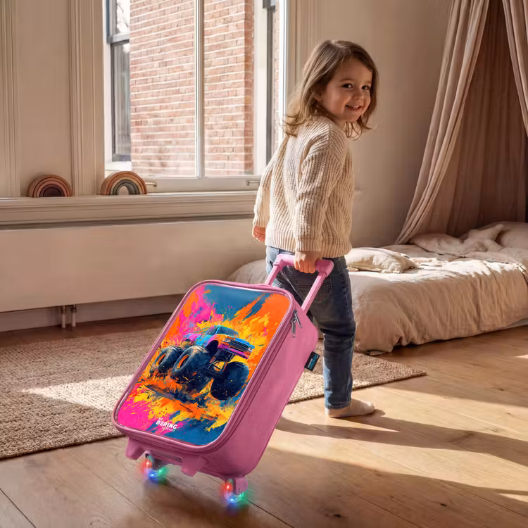 Children's suitcase - Pink - Monster truck - Paint splatter - Colorful - Explosion — 2
