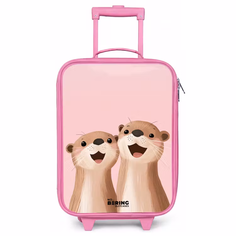 Children's suitcase - Pink - Otters - Laughter - Pink - Illustration — 1