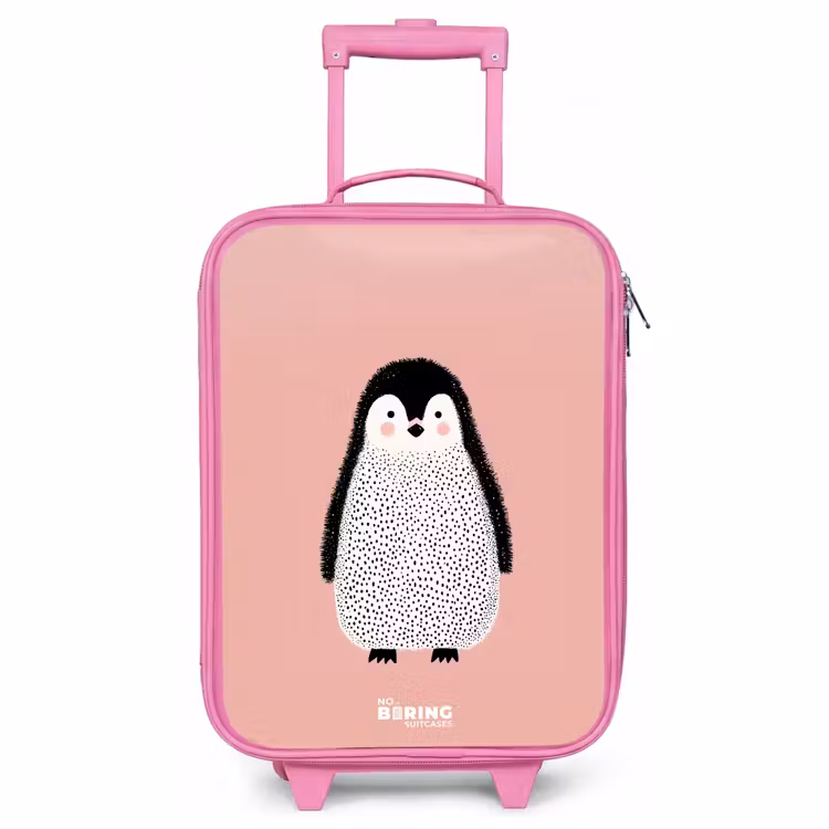 Children's suitcase - Pink - Penguin - Dots - Pink - Minimalist — 1