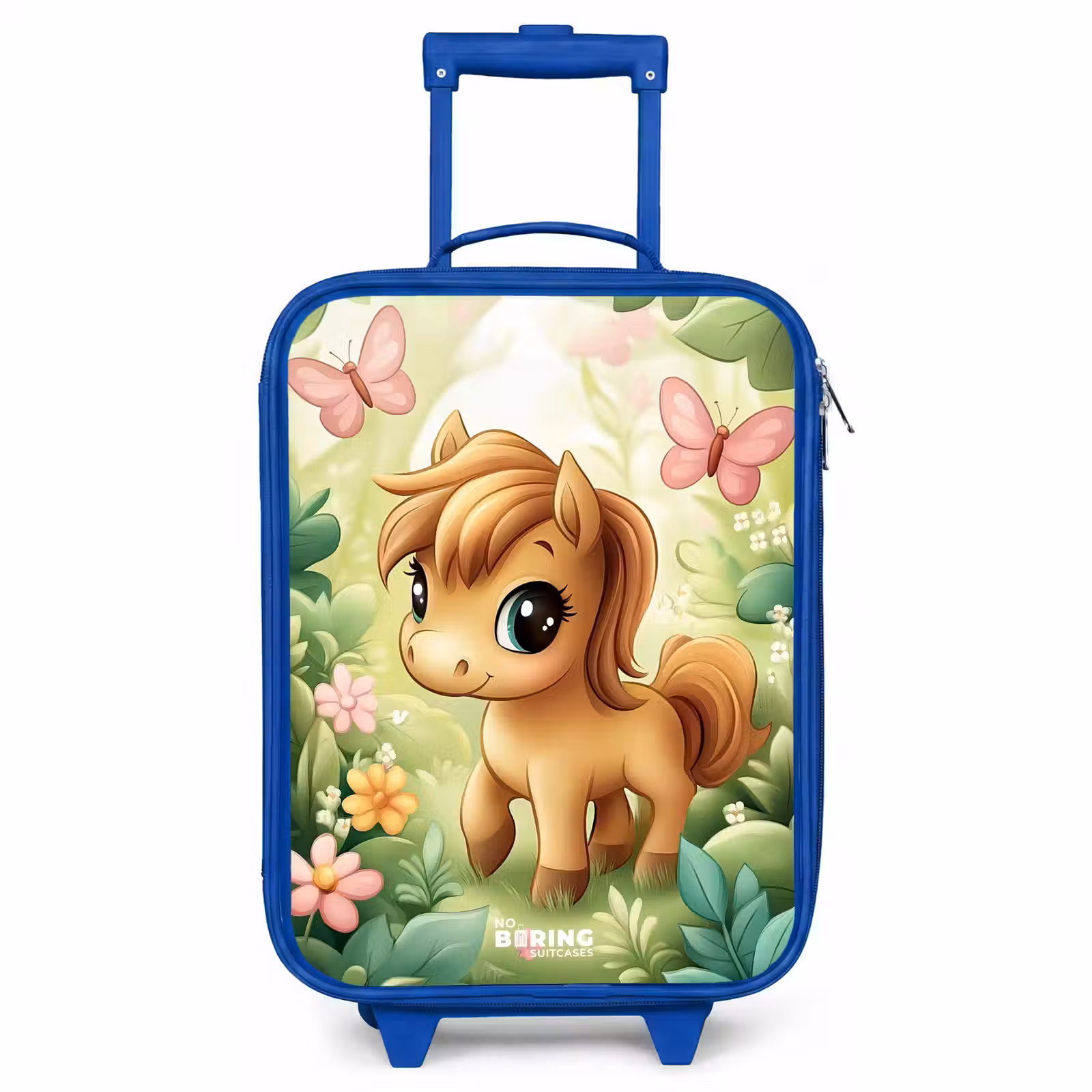 Children's suitcase - Blue - Horse - Flowers - Butterflies — 1