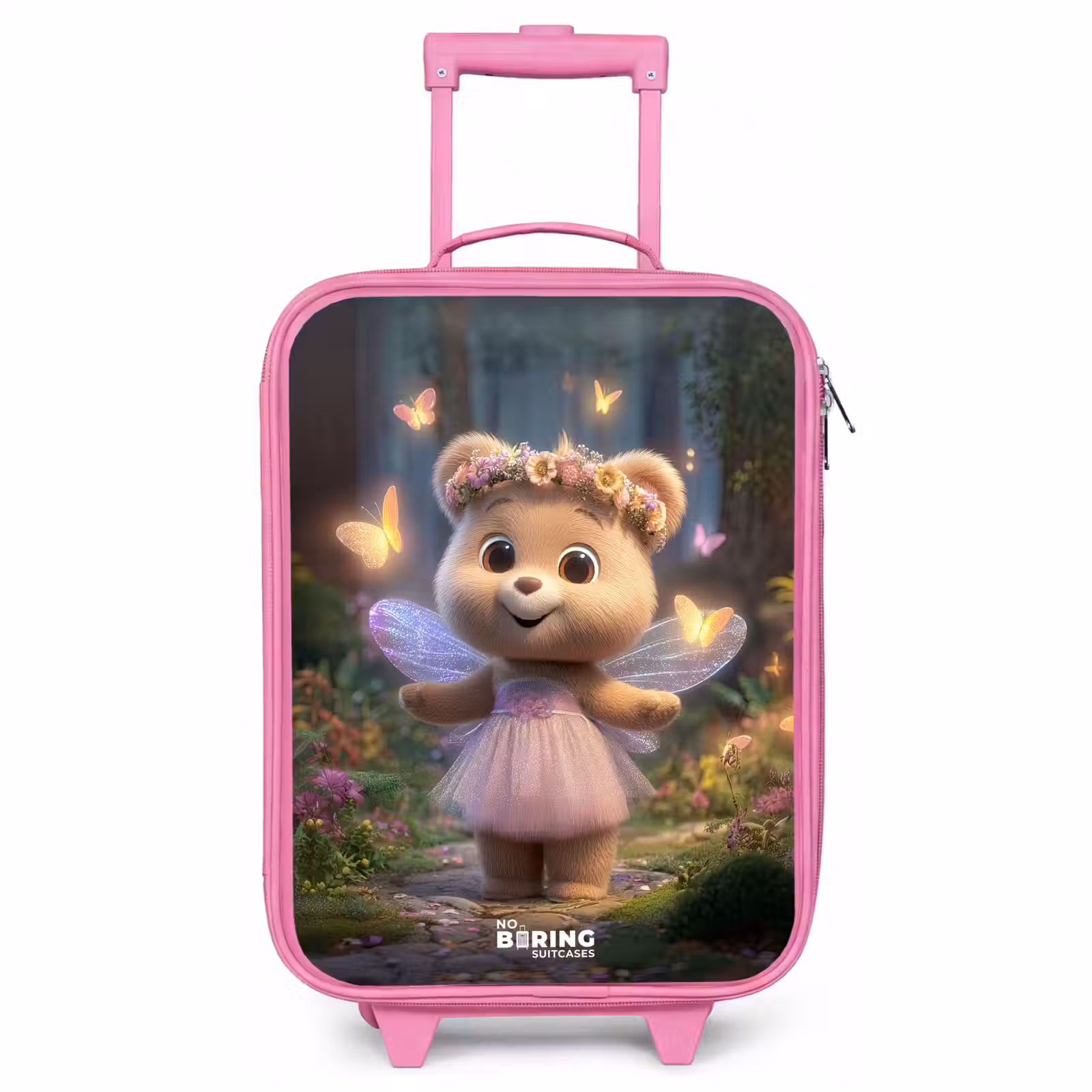 Children's suitcase - Pink - Bear - Butterflies - Forest - Fairy — 1