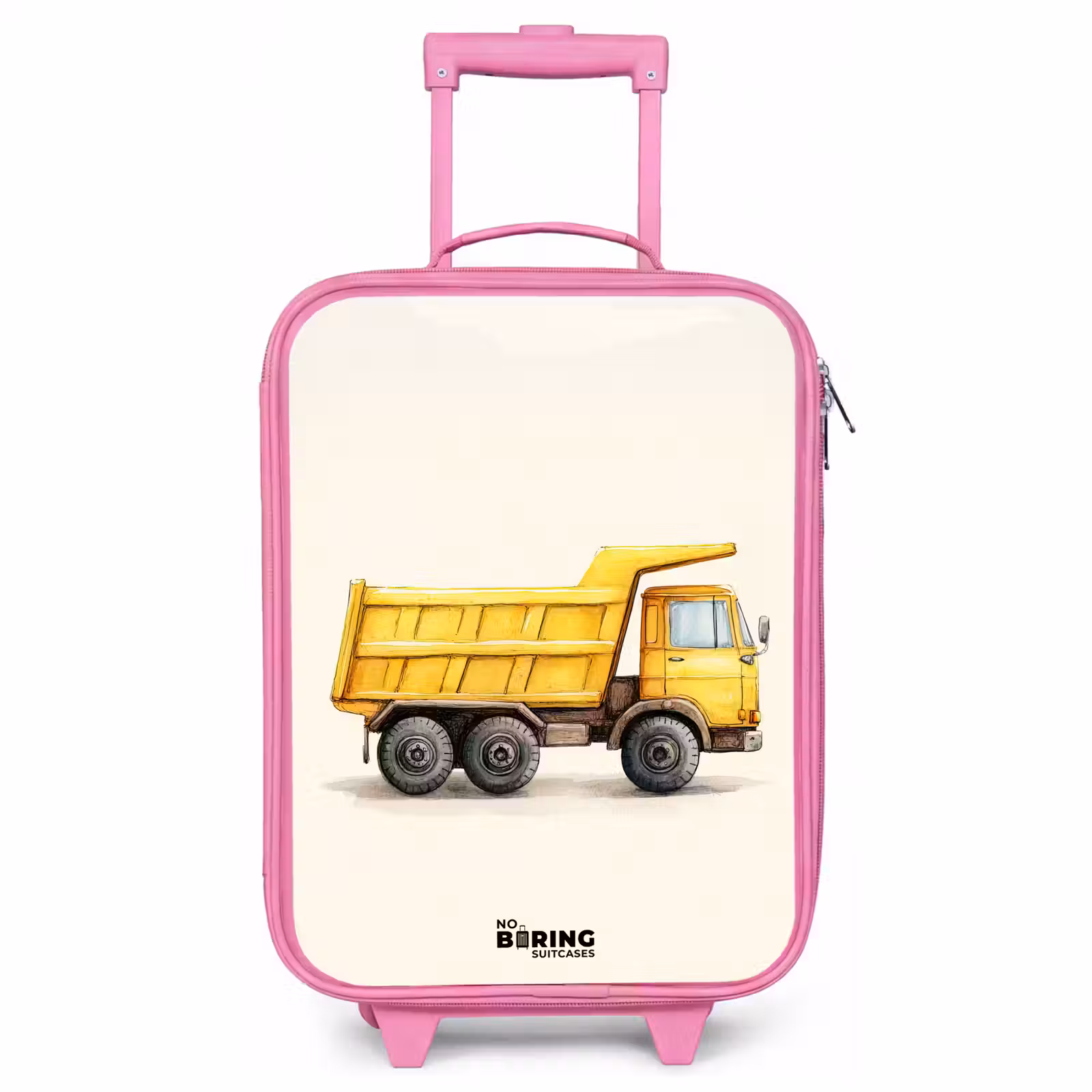 Children's suitcase - Pink - Dump truck - Signed - Yellow — 1