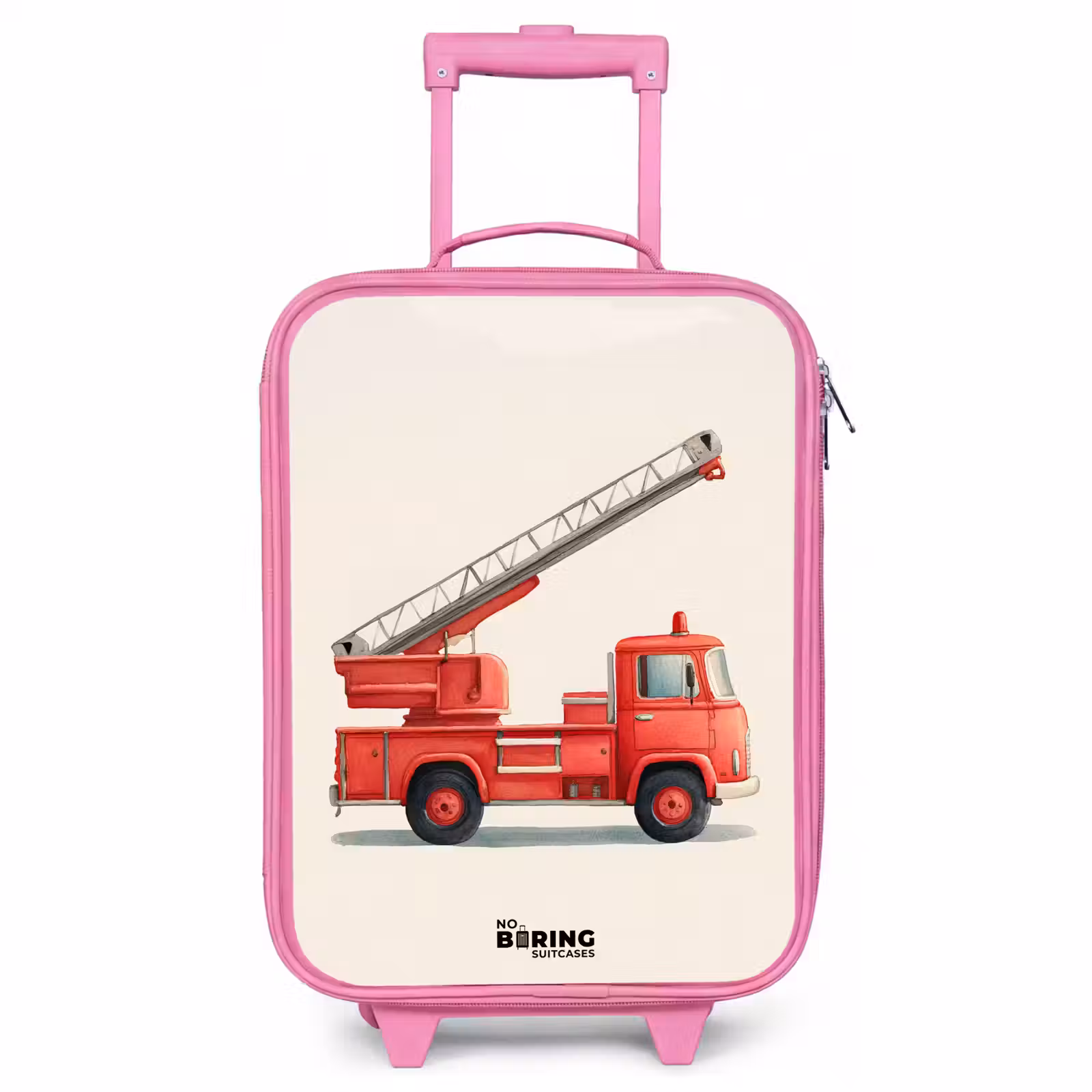 Children's suitcase - Pink - Fire truck - Signed - Red — 1