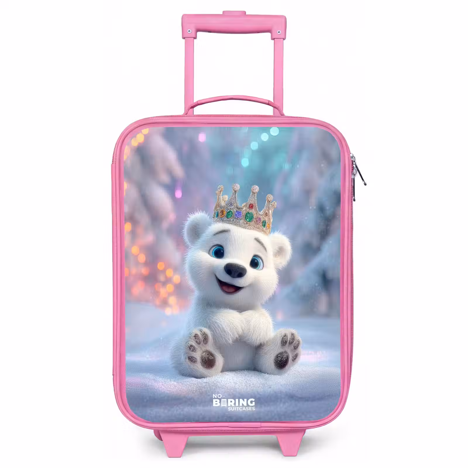 Children's suitcase - Pink - Polar bear - Crown - Winter — 1