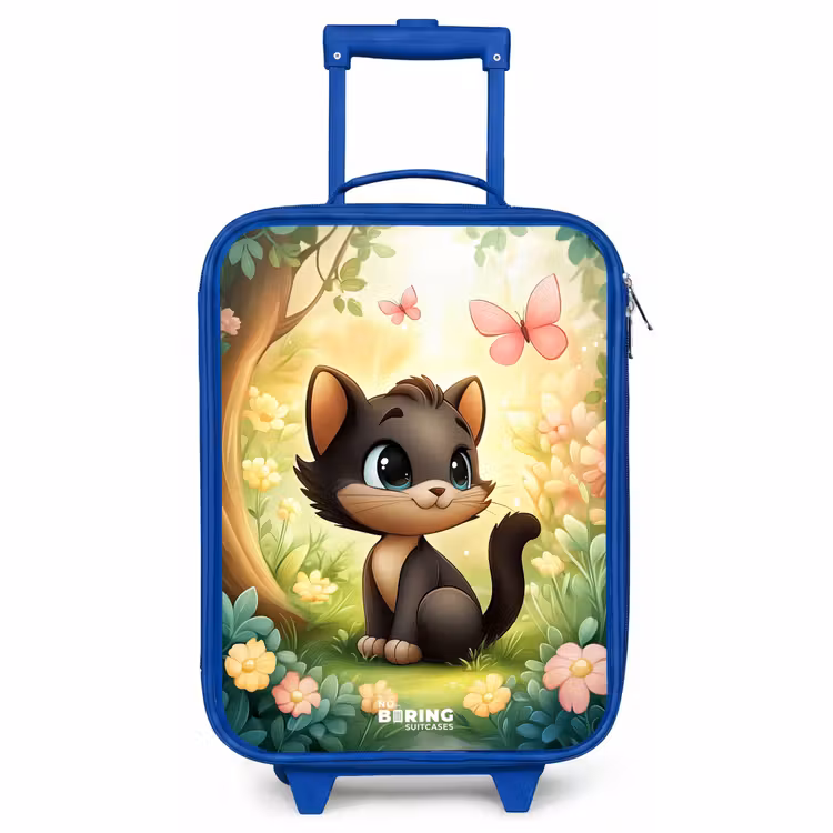 Children's suitcase - Blue - Cat - Butterfly - Flowers — 1