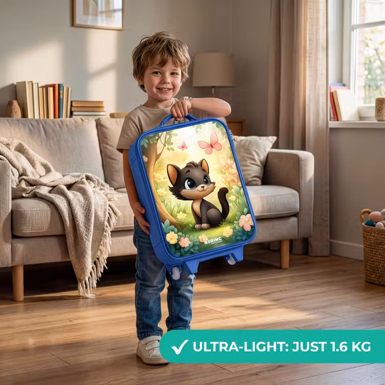 Children's suitcase - Blue - Cat - Butterfly - Flowers — 3