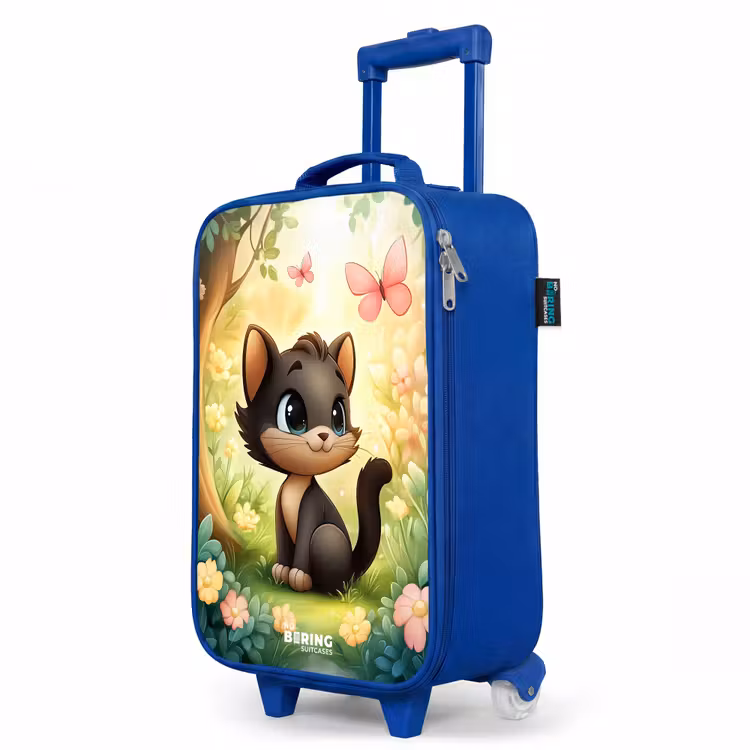 Children's suitcase - Blue - Cat - Butterfly - Flowers — 5