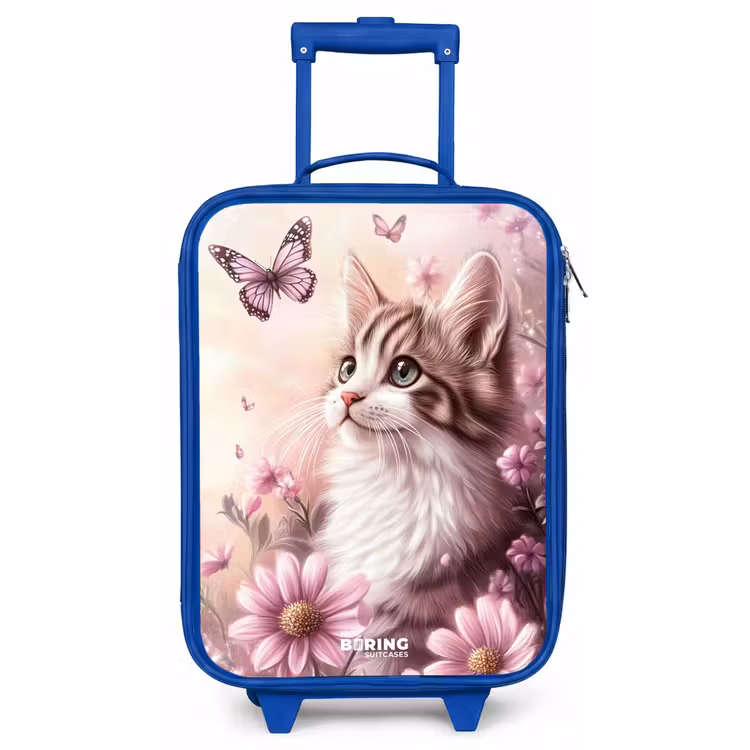 Children's suitcase - Blue - Cat - Purple - Butterflies - Flowers — 1