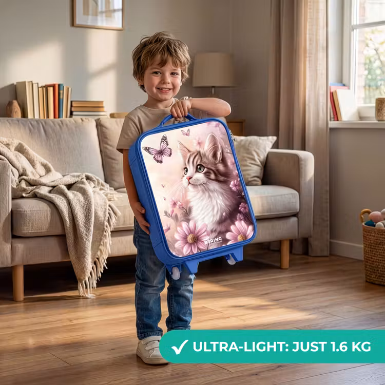Children's suitcase - Blue - Cat - Purple - Butterflies - Flowers — 3