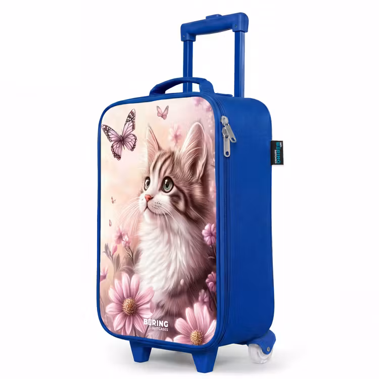 Children's suitcase - Blue - Cat - Purple - Butterflies - Flowers — 5
