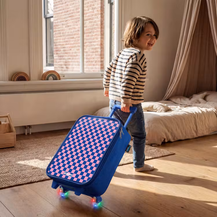 Children's suitcase - Blue - Cubes - Blue - Pink — 2