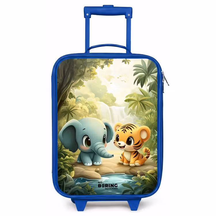 Children's suitcase - Blue - Elephant - Tiger - Forest - Jungle — 1