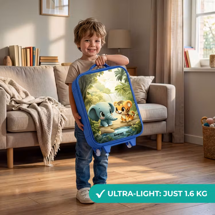 Children's suitcase - Blue - Elephant - Tiger - Forest - Jungle — 3