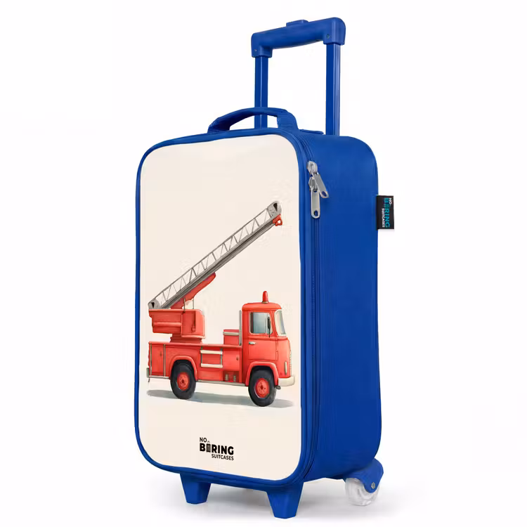 Children's suitcase - Blue - Fire truck - Signed - Red — 5