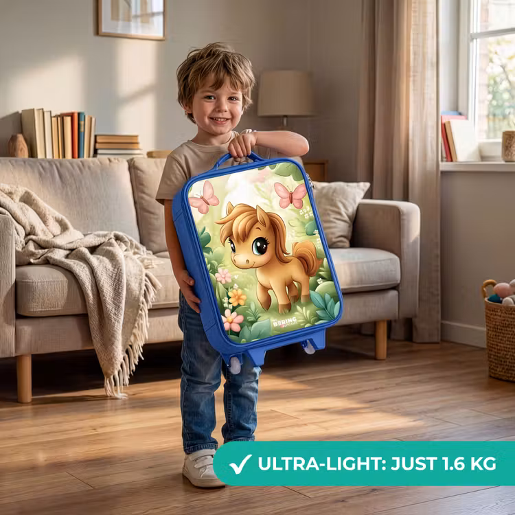 Children's suitcase - Blue - Horse - Flowers - Butterflies — 3