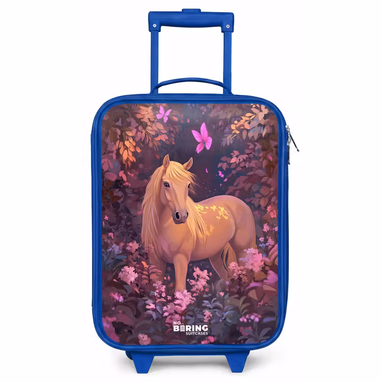 Children's suitcase - Blue - Horse - Flowers - Purple - Butterfly — 1