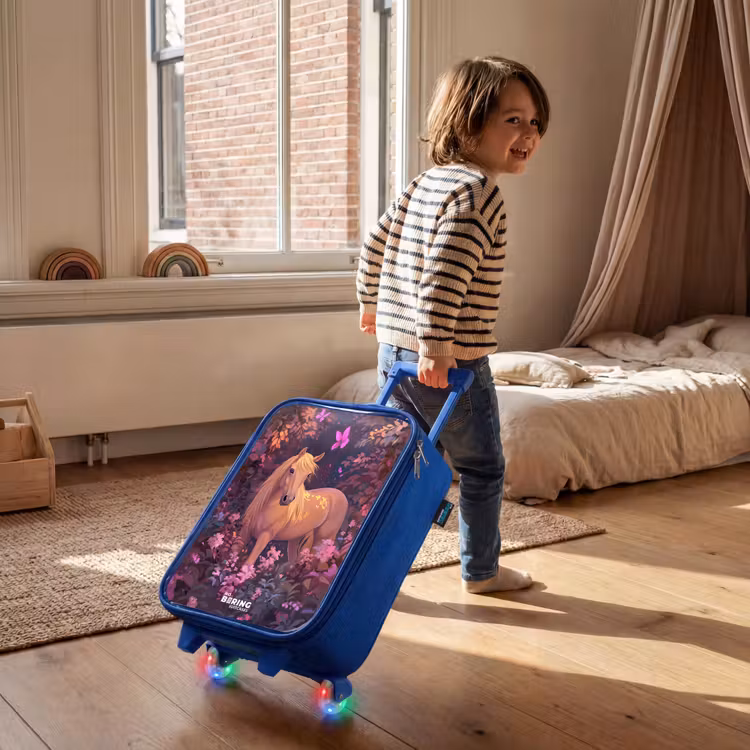 Children's suitcase - Blue - Horse - Flowers - Purple - Butterfly — 2
