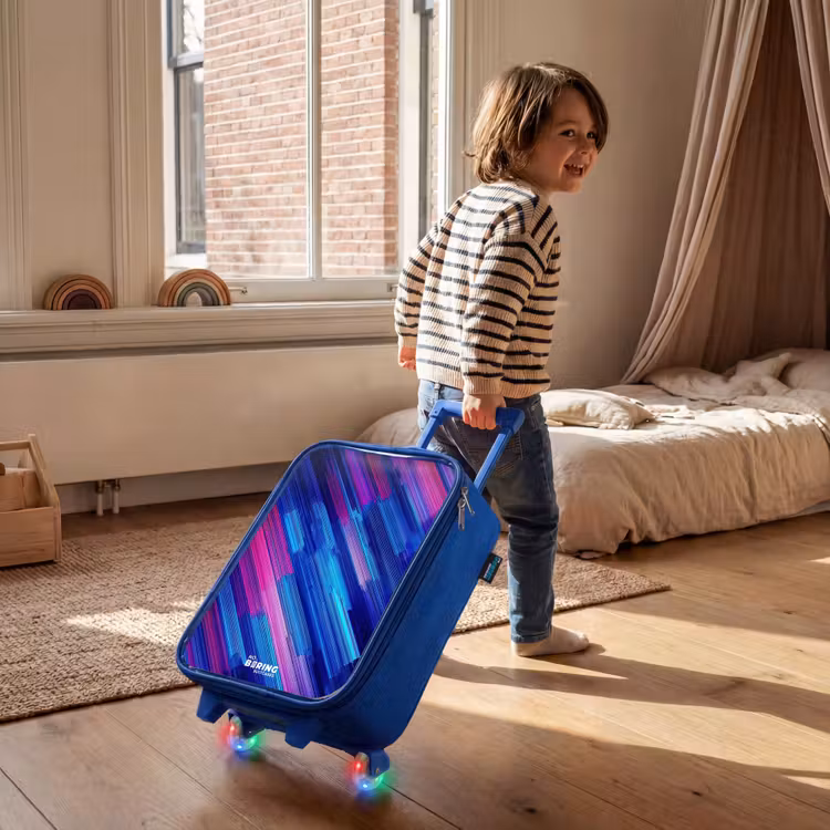Children's suitcase - Blue - Neon - Stripes - Abstract - Blue - Pink — 2