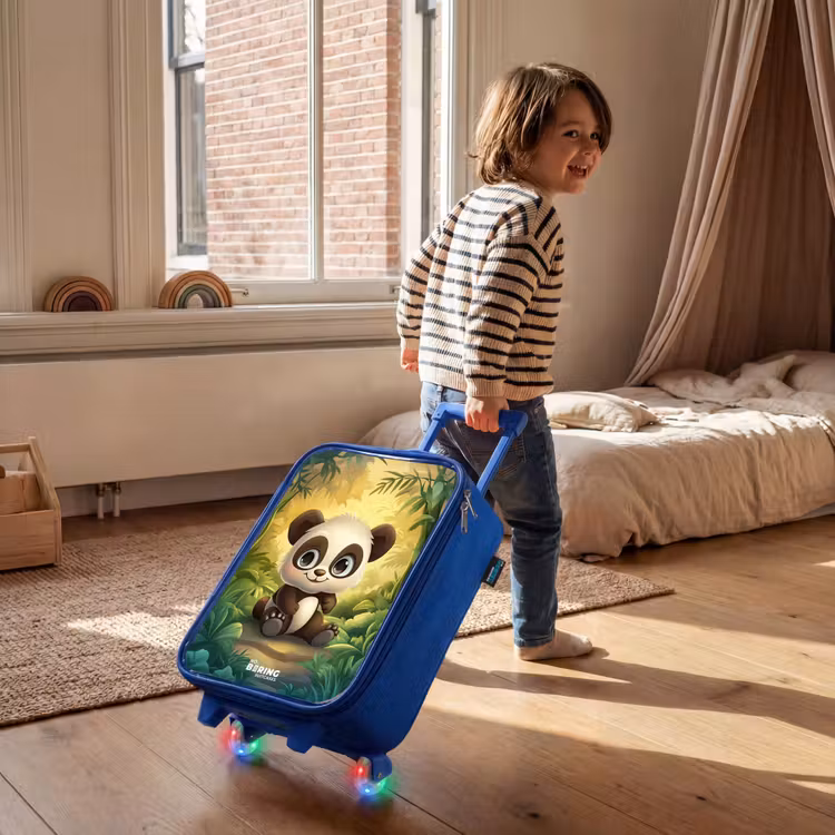 Children's suitcase - Blue - Panda - Bamboo Forest - Green — 2