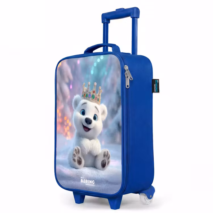 Children's suitcase - Blue - Polar bear - Crown - Winter — 5
