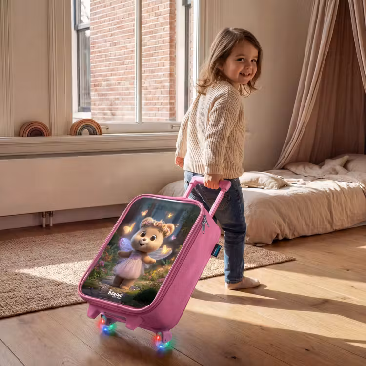 Children's suitcase - Pink - Bear - Butterflies - Forest - Fairy — 2
