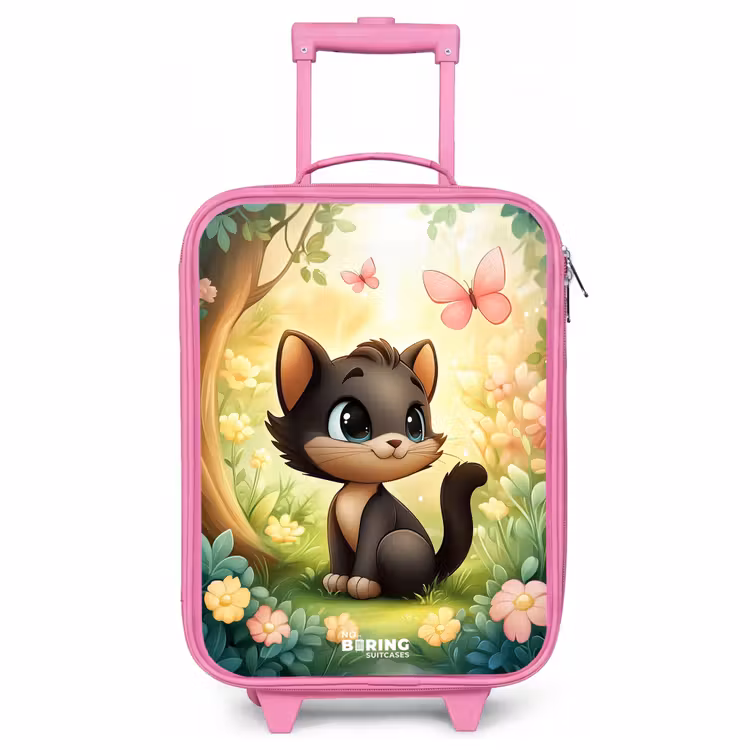 Children's suitcase - Pink - Cat - Butterfly - Flowers — 1
