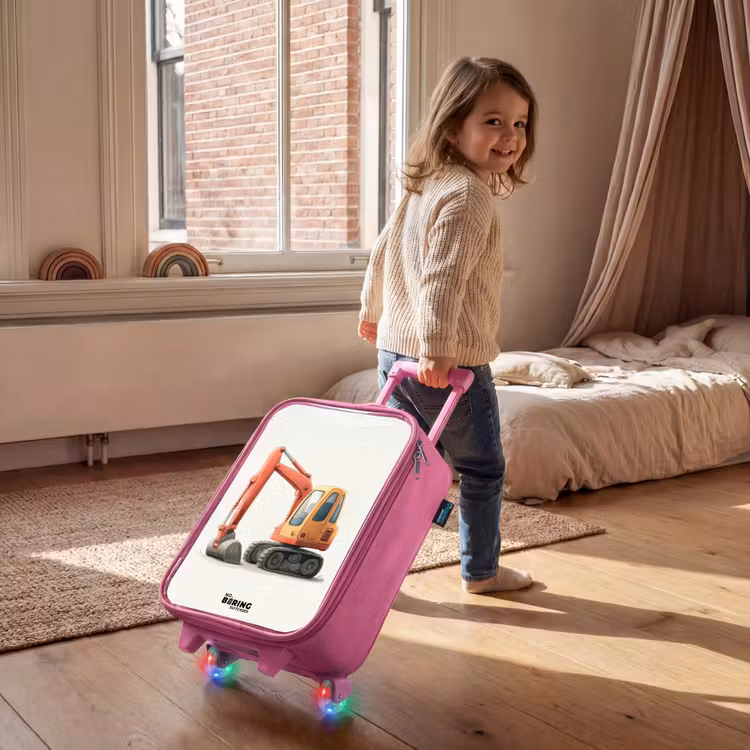 Children's suitcase - Pink - Excavator - Signed - Orange — 2
