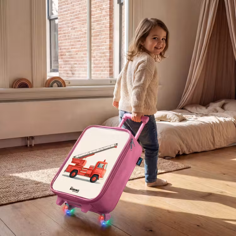 Children's suitcase - Pink - Fire truck - Signed - Red — 2