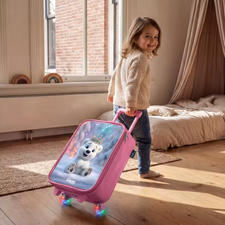 Children's suitcase - Pink - Polar bear - Crown - Winter — 2