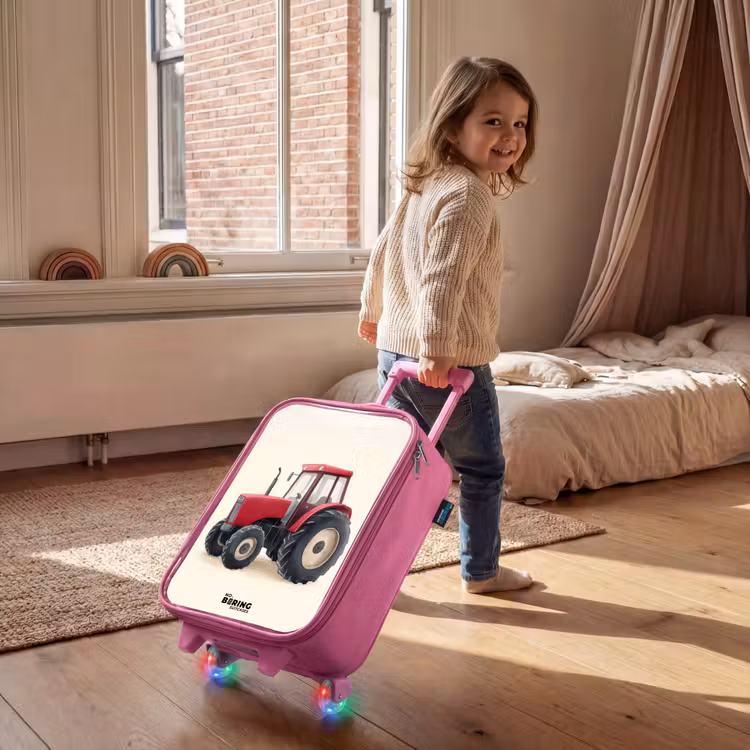Children's suitcase - Pink - Tractor - Signed - Red — 2