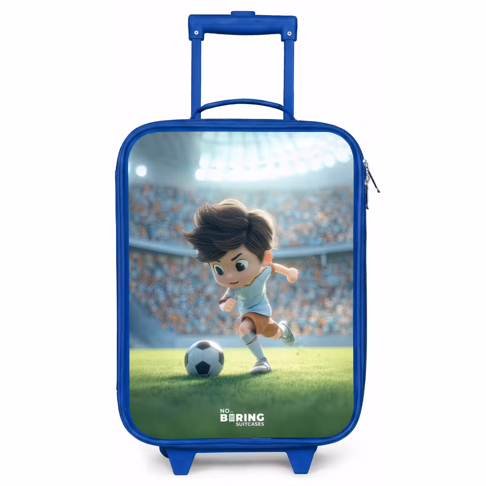 Children's suitcase - Blue - Boy - Soccer - Stadium - Sunlight — 1