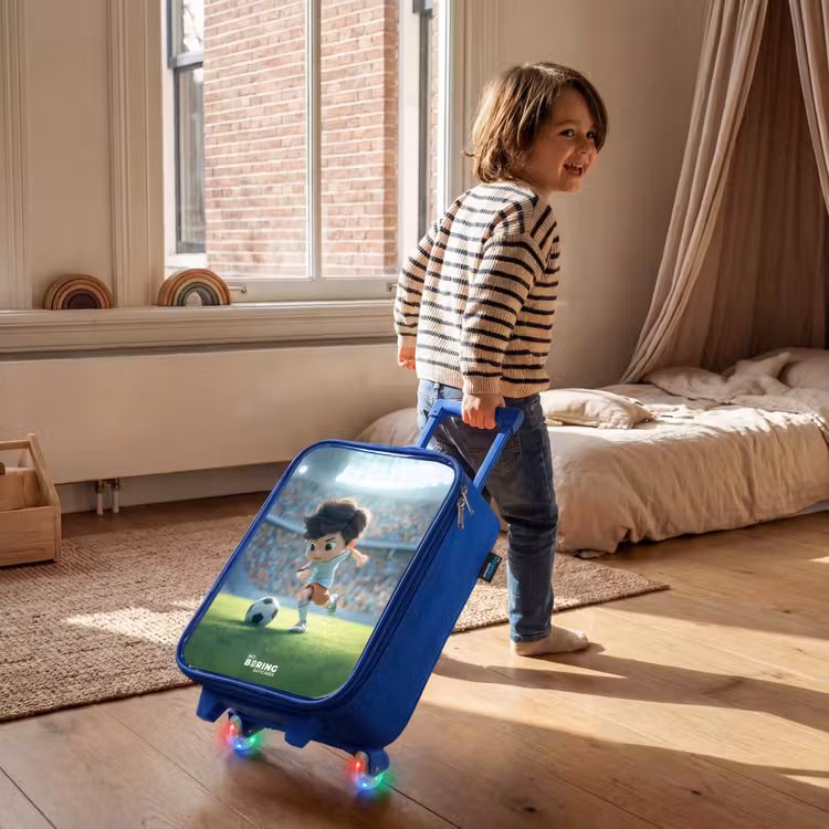 Children's suitcase - Blue - Boy - Soccer - Stadium - Sunlight — 2