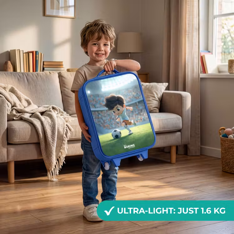 Children's suitcase - Blue - Boy - Soccer - Stadium - Sunlight — 3