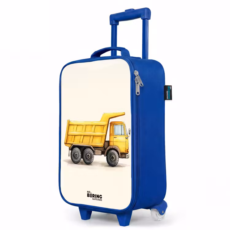 Children's suitcase - Blue - Dump truck - Signed - Yellow — 5