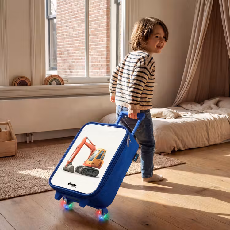 Children's suitcase - Blue - Excavator - Signed - Orange — 2