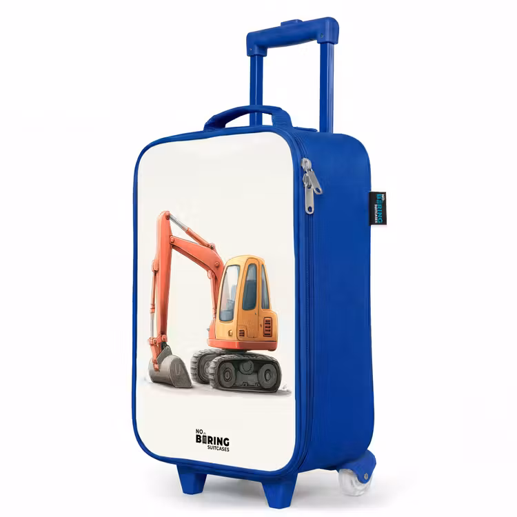 Children's suitcase - Blue - Excavator - Signed - Orange — 5