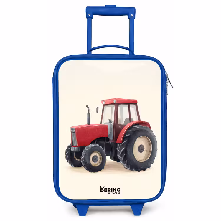 Children's suitcase - Blue - Tractor - Signed - Red — 1