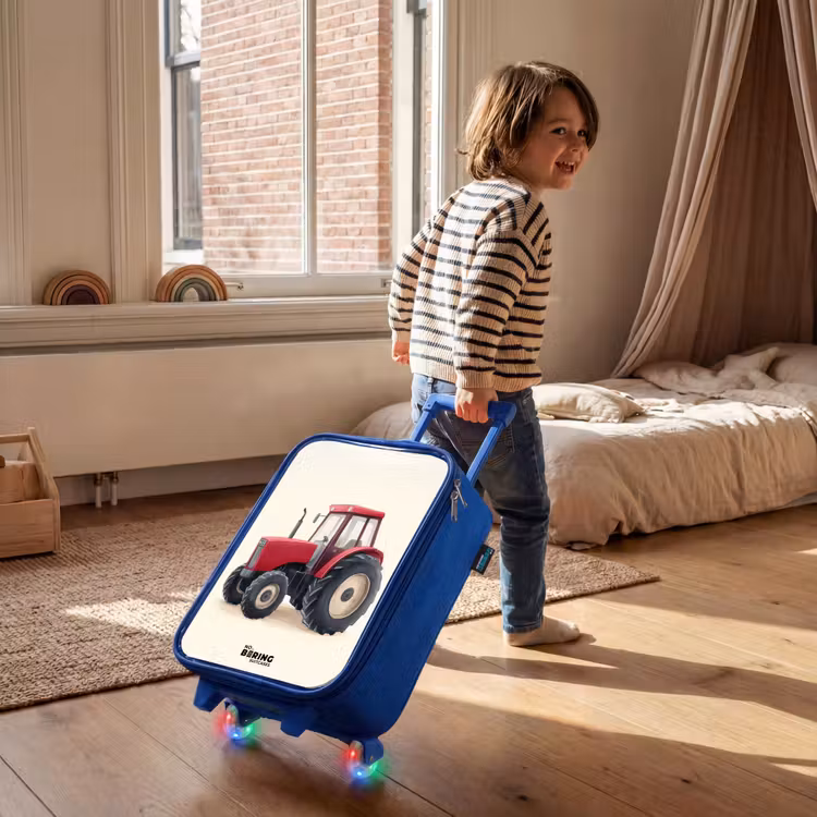 Children's suitcase - Blue - Tractor - Signed - Red — 2