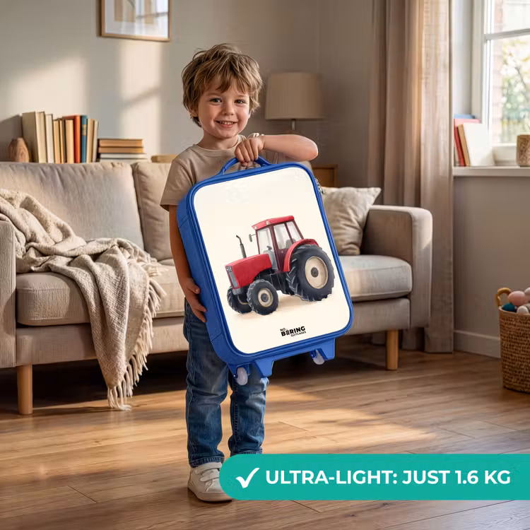 Children's suitcase - Blue - Tractor - Signed - Red — 3