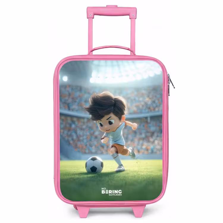 Children's suitcase - Pink - Boy - Soccer - Stadium - Sunlight — 1