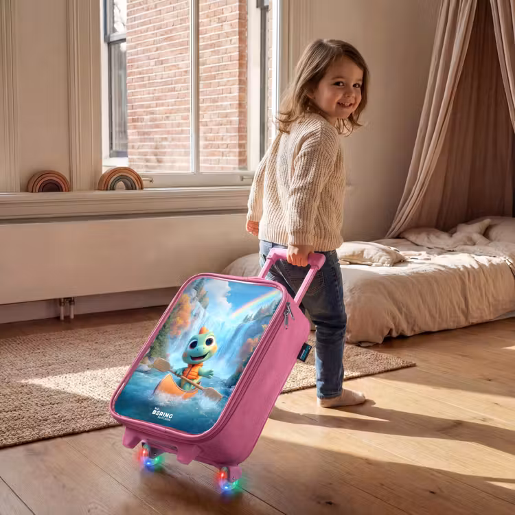 Children's suitcase - Pink - Dino - Nature - Waterfall — 2